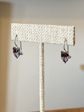 Load image into Gallery viewer, Vintage Sterling Silver Faceted Garnet &amp; Purple Glass Dangle Drop Earrings
