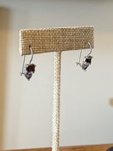 Load image into Gallery viewer, Vintage Sterling Silver Faceted Garnet &amp; Purple Glass Dangle Drop Earrings
