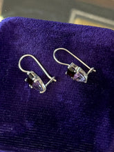 Load image into Gallery viewer, Vintage Sterling Silver Faceted Garnet &amp; Purple Glass Dangle Drop Earrings
