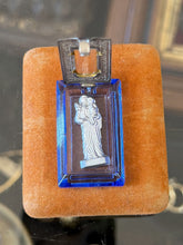 Load image into Gallery viewer, Antique 1920s Art Deco Czechoslovakia Reliquary Pocket Shrine Blue Glass Pendant
