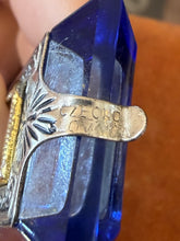 Load image into Gallery viewer, Antique 1920s Art Deco Czechoslovakia Reliquary Pocket Shrine Blue Glass Pendant

