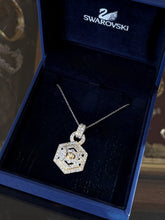 Load image into Gallery viewer, Swarovski Sterling Silver &amp; Crystal Two Tone Hexagonal Pendant Necklace in Box
