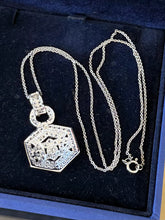 Load image into Gallery viewer, Swarovski Sterling Silver &amp; Crystal Two Tone Hexagonal Pendant Necklace in Box
