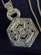 Load image into Gallery viewer, Swarovski Sterling Silver &amp; Crystal Two Tone Hexagonal Pendant Necklace in Box
