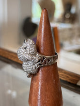 Load image into Gallery viewer, Chunky Sterling Silver Pave Rhinestone Dog Poodle Statement Ring US 8.75
