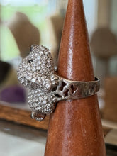 Load image into Gallery viewer, Chunky Sterling Silver Pave Rhinestone Dog Poodle Statement Ring US 8.75
