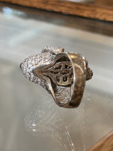 Load image into Gallery viewer, Chunky Sterling Silver Pave Rhinestone Dog Poodle Statement Ring US 8.75
