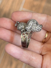 Load image into Gallery viewer, Chunky Sterling Silver Pave Rhinestone Dog Poodle Statement Ring US 8.75
