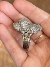 Load image into Gallery viewer, Chunky Sterling Silver Pave Rhinestone Dog Poodle Statement Ring US 8.75
