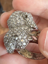 Load image into Gallery viewer, Chunky Sterling Silver Pave Rhinestone Dog Poodle Statement Ring US 8.75

