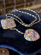 Load image into Gallery viewer, Vintage Mexican Couture Helguera Composite Rainbow Matrix Turquoise Necklace
