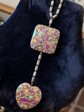 Load image into Gallery viewer, Vintage Mexican Couture Helguera Composite Rainbow Matrix Turquoise Necklace
