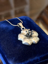 Load image into Gallery viewer, Vintage Signed CII Mexico Sterling Silver Puffy 3D Hibiscus Pendant Necklace
