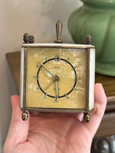 Load image into Gallery viewer, Vintage Midcentury Kandel Germany Travel Alarm Clock Mother of Pearl &amp; Brass
