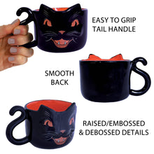 Load image into Gallery viewer, Vintage Halloween Ceramic Black Cat Mug, 12 Ounces

