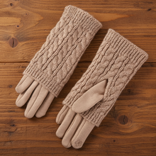 Load image into Gallery viewer, 3 in 1 Cable Solid Knit Textured Winter Gloves:
