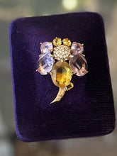 Load image into Gallery viewer, Vintage Signed 1967 Christian Dior Germany Gold Plated Rhinestone Cluster Brooch
