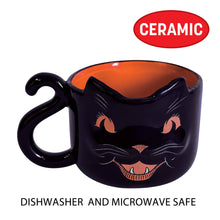 Load image into Gallery viewer, Vintage Halloween Ceramic Black Cat Mug, 12 Ounces
