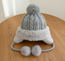 Load image into Gallery viewer, Faux Fur Pom-Pom Earflap Hat
