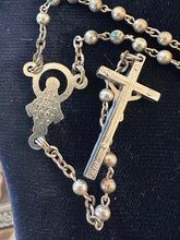 Load image into Gallery viewer, Vintage Italy Silver Plated Beaded Rosary Miraculous Medal Mary Crucifix 12.5"
