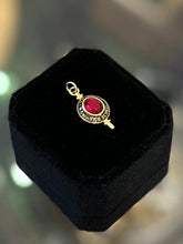 Load image into Gallery viewer, Vintage 1/20 10k Gold Filled Red Rhinestone Smithtown High School NY Charm
