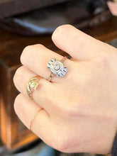 Load image into Gallery viewer, Antique Edwardian Signed WB WG 590 White Gold Diamond Geometric Ring US 8 1/4
