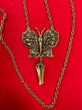 Load image into Gallery viewer, Vintage Midcentury Hollycraft Butterfly Fringe Double Strand Pendant Necklace
