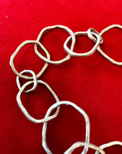 Load image into Gallery viewer, Organic Geometric Link Brushed Matte Sterling Silver Chain Necklace Toggle Clasp
