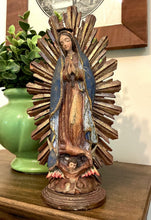 Load image into Gallery viewer, Vintage Folk Art Handpainted Carved Wood Our Lady of Guadalupe Mexican Statue

