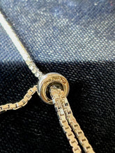 Load image into Gallery viewer, Vintage 925 Sterling Silver Light Blue CZ Box Chain Slider Bracelet Adjustable
