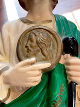 Load image into Gallery viewer, Vintage Midcentury St. Jude Thaddeus The Apostle Hand Painted Wood Statue Italy
