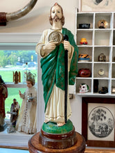 Load image into Gallery viewer, Vintage Midcentury St. Jude Thaddeus The Apostle Hand Painted Wood Statue Italy
