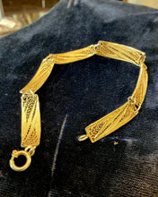 Load image into Gallery viewer, Vintage Gold Vermeil 835 Silver Filigree Panel Link Bracelet 7.25"
