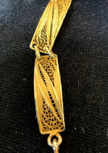 Load image into Gallery viewer, Vintage Gold Vermeil 835 Silver Filigree Panel Link Bracelet 7.25"
