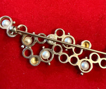 Load image into Gallery viewer, Vintage Postmodern Sterling Silver 18K Yellow Gold Pearl Two Tone Bubble Brooch
