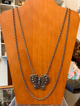 Load image into Gallery viewer, Vintage Midcentury Hollycraft Butterfly Double Strand Pendant Necklace Layering
