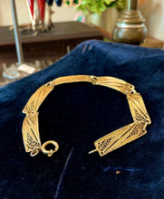 Load image into Gallery viewer, Vintage Gold Vermeil 835 Silver Filigree Panel Link Bracelet 7.25"
