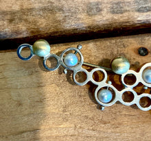 Load image into Gallery viewer, Vintage Postmodern Sterling Silver 18K Yellow Gold Pearl Two Tone Bubble Brooch
