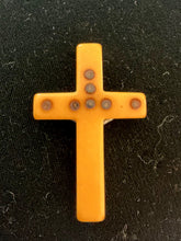 Load image into Gallery viewer, Vintage Butterscotch Bakelite Stanhope Crucifix Cross Religious Seven Sorrows
