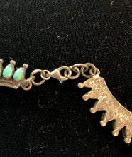Load image into Gallery viewer, VTG Sterling Silver Petite Turquoise Teardrop Cabochon Segmented Collar Necklace

