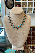 Load image into Gallery viewer, Vintage Sterling Silver &amp; Turquoise Bezel Set Necklace Hook Closure 17.25"
