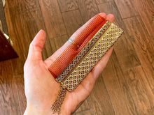 Load image into Gallery viewer, Vintage 1950s Napier Gold Tone Filigree Tortoiseshell Comb in Case Fringe Tassel
