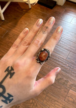 Load image into Gallery viewer, Vintage Artisan Sterling Silver Red Jasper Cabochon Statement Ring US 7.5 OOAK
