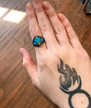 Load image into Gallery viewer, Vintage Old Pawn Sterling Silver Turquoise Inlay Southwestern Ring US 8
