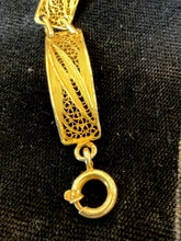 Load image into Gallery viewer, Vintage Gold Vermeil 835 Silver Filigree Panel Link Bracelet 7.25"
