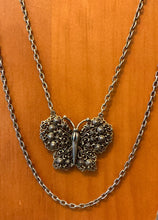 Load image into Gallery viewer, Vintage Midcentury Hollycraft Butterfly Double Strand Pendant Necklace Layering
