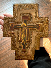 Load image into Gallery viewer, Vintage Florentine Gilt San Damiano Crucifix Cross Religious Wall Plaque
