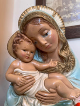 Load image into Gallery viewer, Vintage Religious TV Lamp 1950s Virgin Mary Baby Jesus Chalkware | Works!
