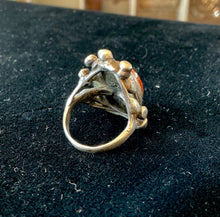 Load image into Gallery viewer, Vintage Artisan Sterling Silver Red Jasper Cabochon Statement Ring US 7.5 OOAK
