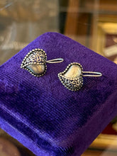 Load image into Gallery viewer, Vintage Signed Jezlaine Sterling Silver Studded Filigree Heart Dangle Earrings
